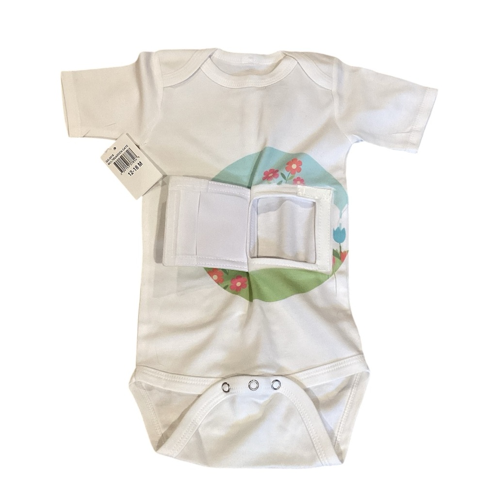 Tubesies Garden‎ Gate G-Tube Adaptive Bodysuit White Pink 12-18 Months NEW - Picture 2 of 4